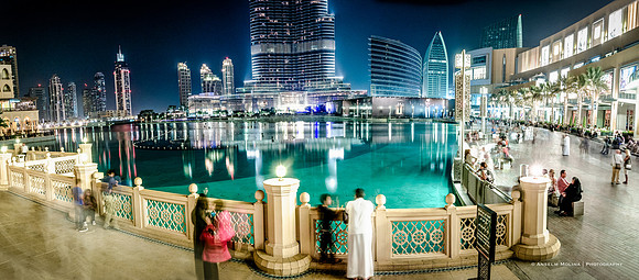 Burj Khalifa Lake Panorama Night