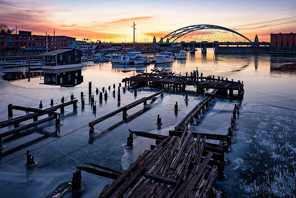 Golden Frozen Providence River